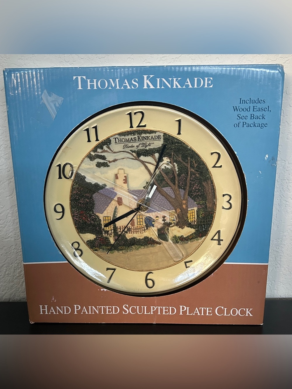 2004 Thomas Kinkade Hand Painted Sculpted Plate Clock - New In Box!